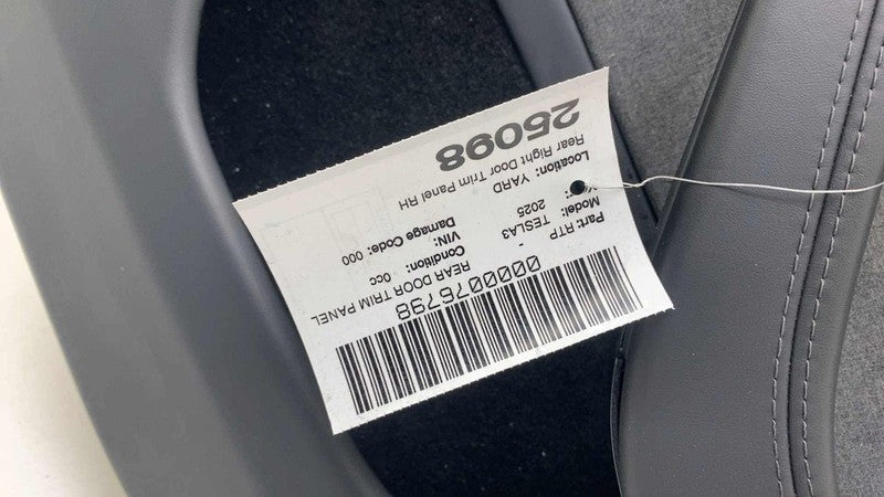 ⭕ 2024 2025 Tesla Model 3 Rear Highland Door Panel Trim Card Right 198