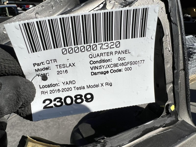 2016-2020 Tesla Model X Right Rear Quarter Panel Cut Frame Section RH PPTI