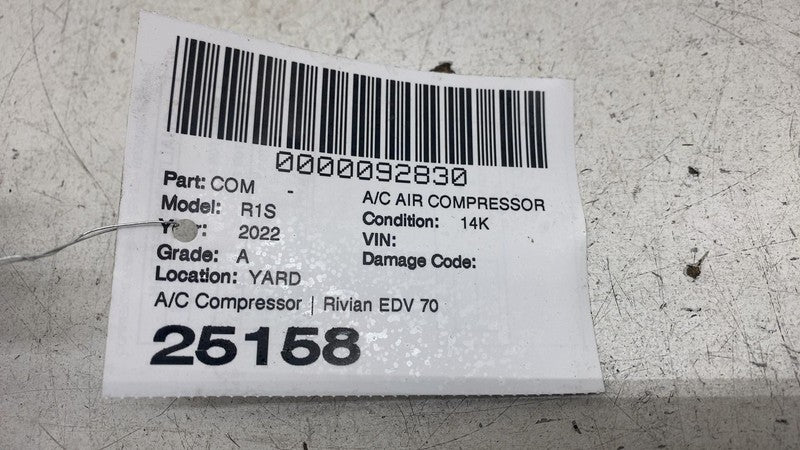 ⭕ 2022 Rivian EDV-700 Air Conditioning A/C Compressor Pump w/ Bracket 