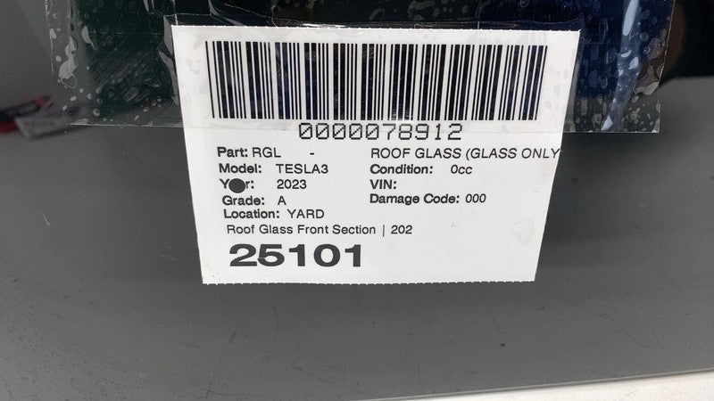 ⭕ 21-23 Model 3 Front Middle Panoramic Sun Moon Roof Window Glass 1587