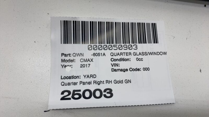 DM51-R29750-AA 2013-2018 Ford C-Max Rear Passenger Side Corner Quarter QTR Window Glass Right