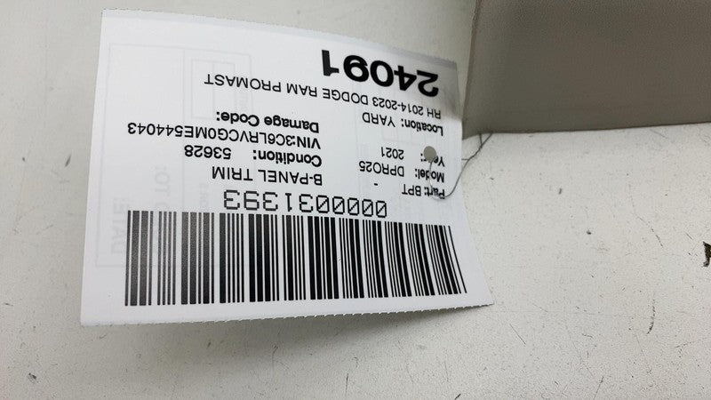 1YA74LA6AD 2014-2023 Dodge RAM ProMaster 2500 Passenger B-Pillar Trim Panel Cover Right OEM