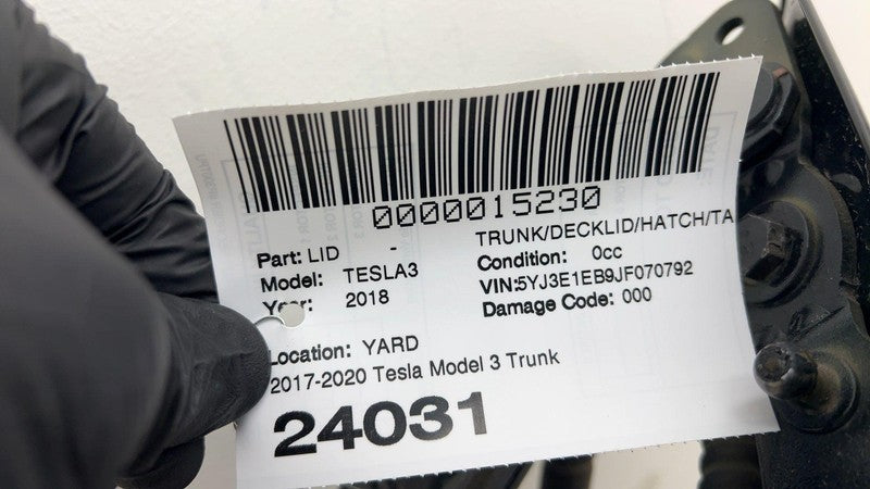 ⭕ 17-20 Tesla Model 3 Trunk Tailgate Liftgate Decklid Shell Panel Blac