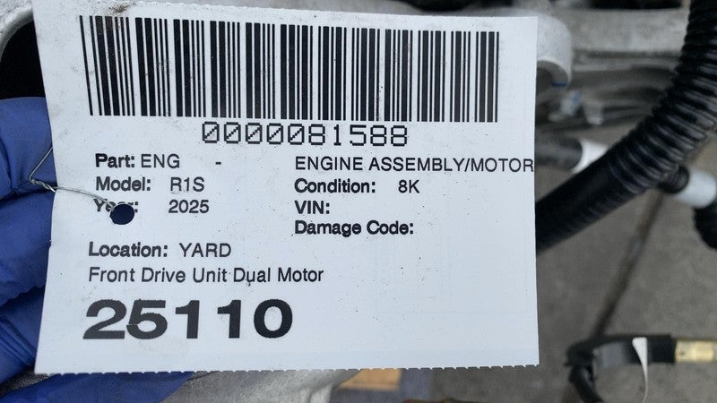 PT00726168 H ⭕ 2025 Rivian R1S Electric Engine Front Drive Unit Dual Motor Assy PT00726168-H