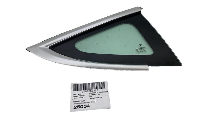 1080706-00 ⭕ 2017-2020 Tesla Model 3 Rear Right Quarter Fixed Window Glass OEM 1080706-00