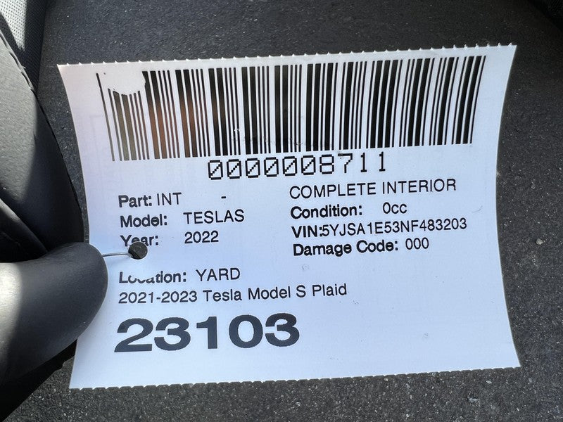 ⭕ 21-23 Tesla Model S Left & Right Front Bucket Seat + Rear 2nd Row Seat Black