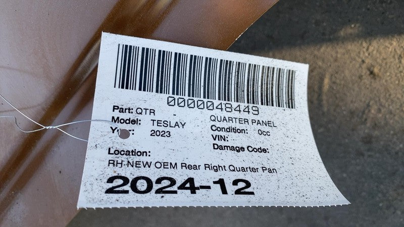 1512000-S0-A 2020-2024 Tesla Model Y Rear Passenger Side Quarter Panel Skin Right RH Primed