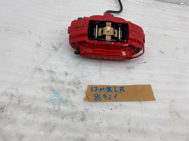 ⭕ 2016-2020 Tesla Model X Rear Driver Side Caliper Red w/ Brake Hose Line Left