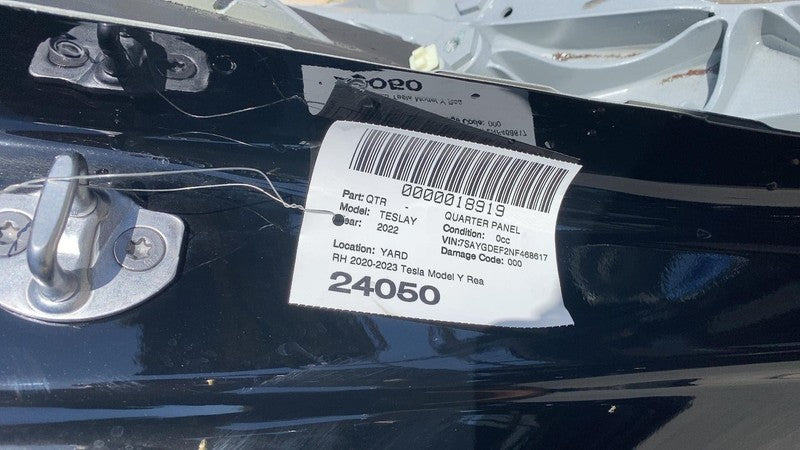 ⭕ 2020-2023 Tesla Model Y Rear Right Quarter Panel Structural Cutout Black PBSB