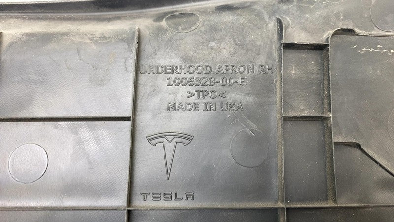 1006328 00 E 2012-2015 Tesla Model S Front Passenger Side Under Hood Apron Trim Cover Right