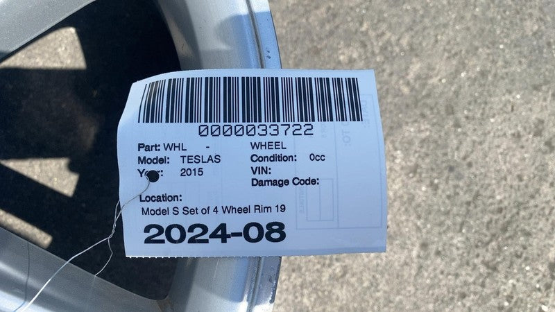 600721400D 2012 2013 2014 2015 Tesla Model S MS Silver Wheel Rim 19x8.0 6007214-00-D OEM x4
