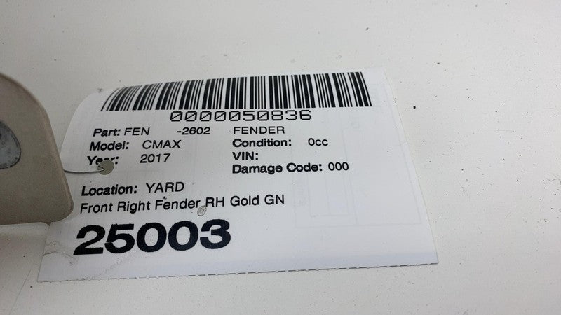 ⭕ 2013-2018 Ford C-Max Front Passenger Side Fender Shell Cover Panel Gold WB