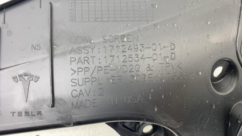 171249301D ⭕ 24-25 Model 3 Front Windshield Wiper Cowl Screen Underhood Trim 1712493-01-D