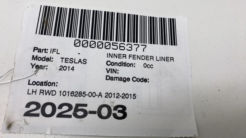 101628500D ⭕2012-2015 Model S Front Left Wheelhouse Fender Liner Splash Shield 1016285-00-D