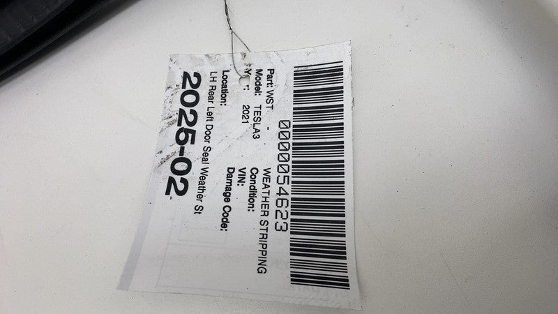 2017-2023 Tesla Model 3 Rear Driver Side Left Door Primary Weatherstri