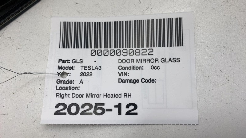 ⭕ 17-23 Tesla Model 3 Right Side Exterior Rear-View Door Mirror Glass 
