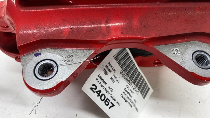 ⭕2020-2024 Tesla Model Y Front Right Caliper Red w/ Brake Hose Line 11
