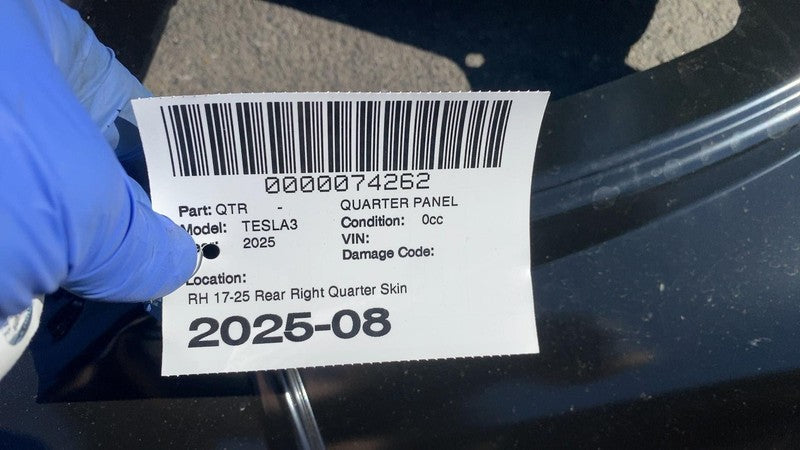 ⭕ 2017-2025 Tesla Model 3 Rear Passenger SIde Quarter Panel Skin Right RH