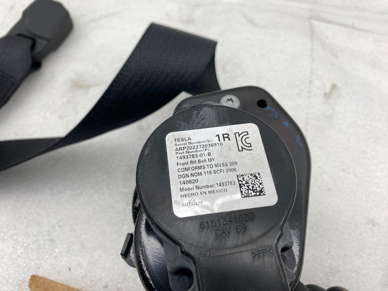 1493783 01 B ⭕ 2020-2023 Tesla Model Y Front Right 1st Row Seat Belt & Retractor 1493783-01-B