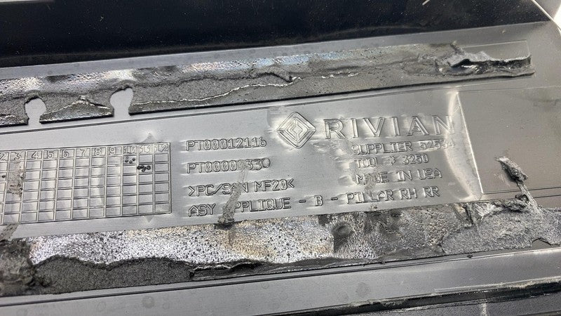 PT00012116-G ⭕ 22-24 Rivian R1T Rear Passenger Door Applique B-Pillar Trim Right PT00012116-G