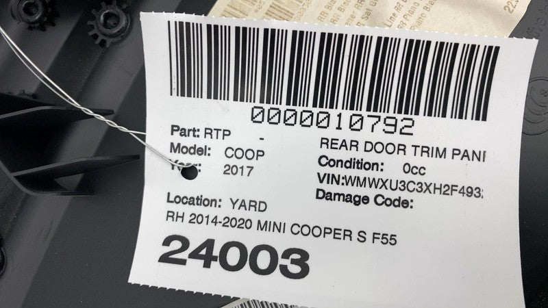 ⭕ 14-20 Mini Cooper S F55 Rear Passenger Side Door Panel Trim Card Rig