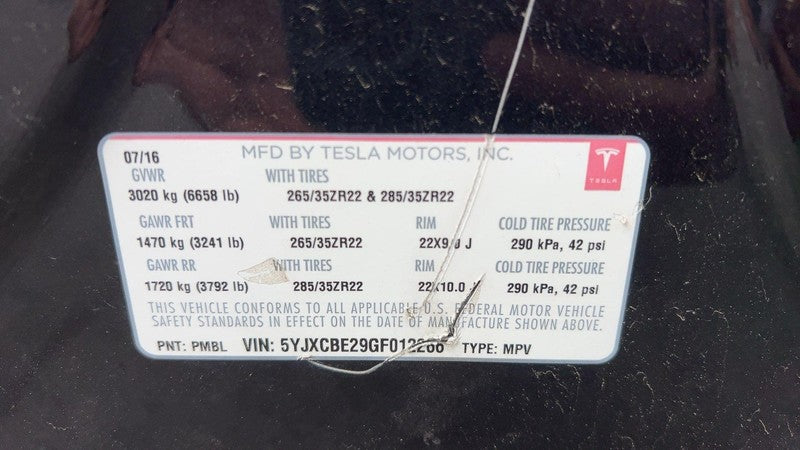 ⭕ 2016-2020 Tesla Model X Left A + B-Pillar + Rear Lower Structural Fr