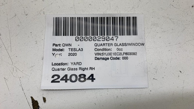 1080706-00 ⭕ 2017-2020 Tesla Model 3 Rear Side Quarter Fixed Window Glass Right OEM 1080706