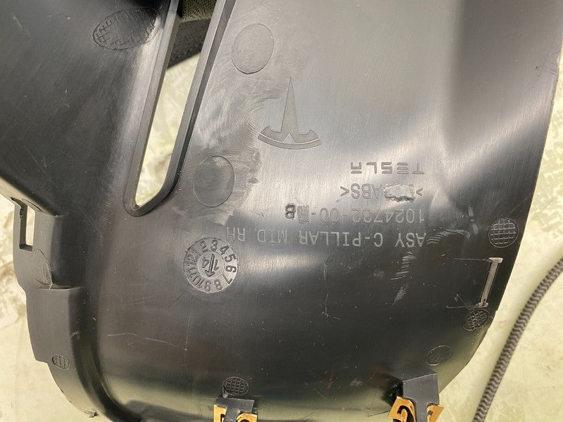 ⭕12-20 Model S Rear Right Seat Belt & Retractor w/ C-Pillar Trim RH 10