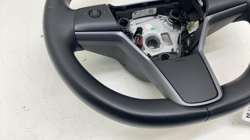 1105324 00 E ⭕ 2017-2020 Tesla Model 3 M3 Steering Wheel Leather Black Assembly 1105324-00-E