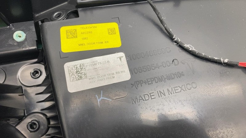 108595400D ⭕ 21-23 Model 3 Rear Passenger Side Door Trim Card Panel Right OEM 1514771-23-B