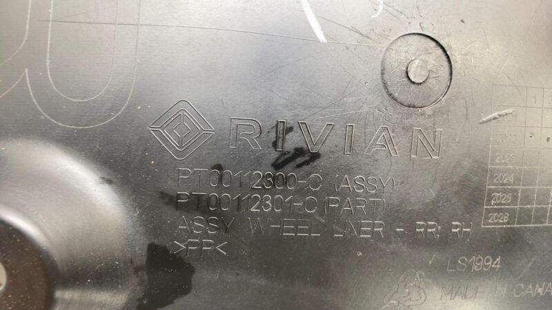 PT00112300-C ⭕ 2022-2024 Rivian R1T Rear Right Wheel Fender Liner Splash Guard RH PT00112300C