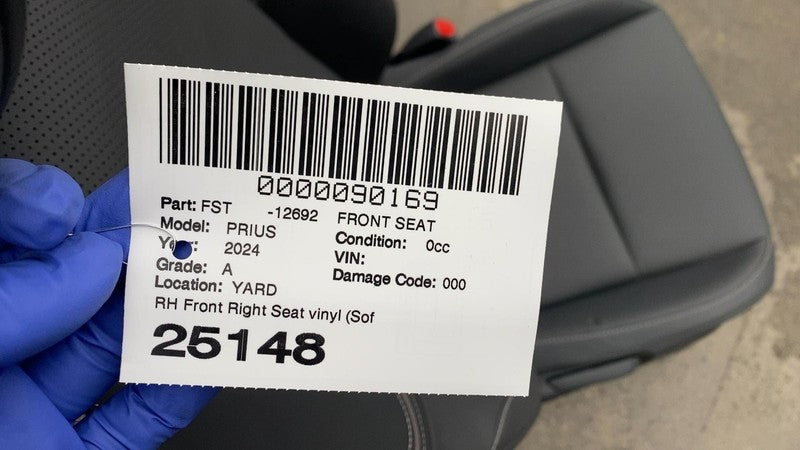 ⭕ 23-24 Toyota Prius Front Passenger Side 1st Row Seat Black Vinyl Sof