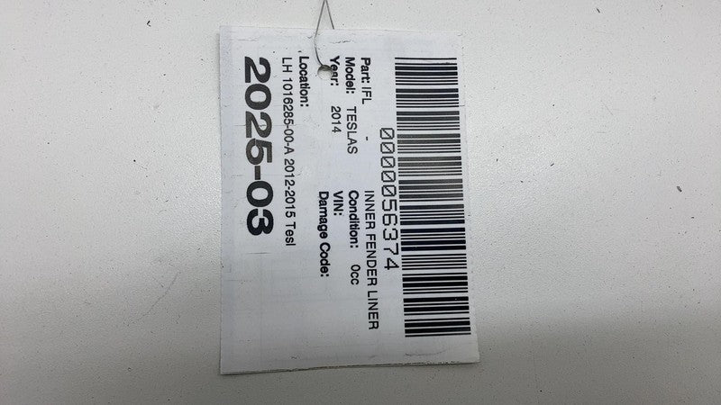 101628500A ⭕2012-2015 Model S Front Left Wheelhouse Fender Liner Splash Shield 1016285-00-A