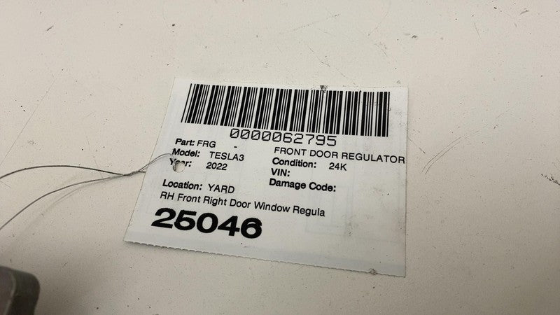 109662100L ⭕ 2017-2023 Tesla Model 3 Front Right Door Window Regulator & Motor 1096621-00-L