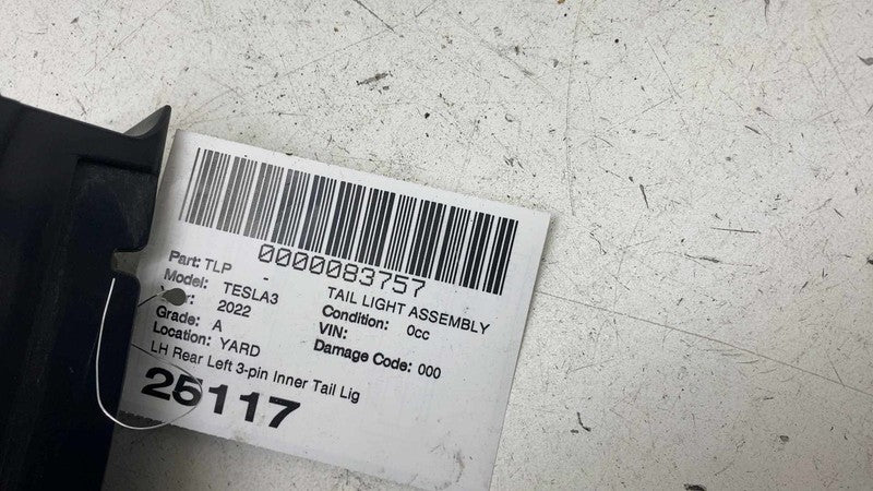 ⭕ 17-23 Model 3 Rear Left Inner Taillight LED Tail Lamp (3-Pin) LH 107
