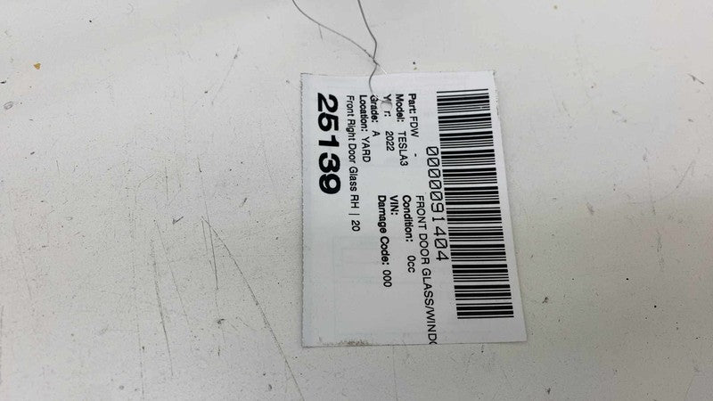 ⭕ 2021-2023 Tesla Model 3 Front Passenger Door Window Glass Right (Dou