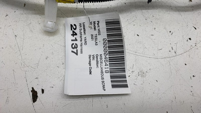 2017-2023 Tesla Model 3 M3 Rear Subframe Coil Wiring Harness Cable Wir