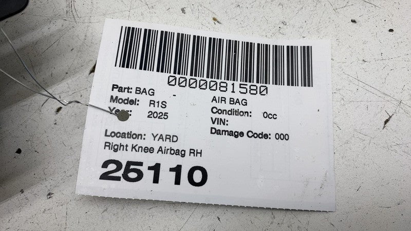 PT00000829J ⭕ 2022-2025 Rivian R1S Front Left or Right Lower Dash Knee Airbag PT00000829-J