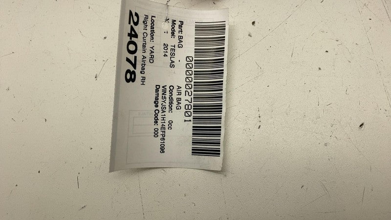 100526200D ⭕2012-2020 Tesla Model S Passenger Roof Curtain Safety Airbag Right 1005262-00-D