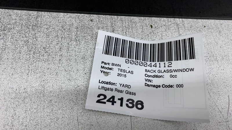 E6 43R-000319 12-17 Model S Rear Tailgate Liftgate Trunk Lid Back Window Glass Assy 43R-000319