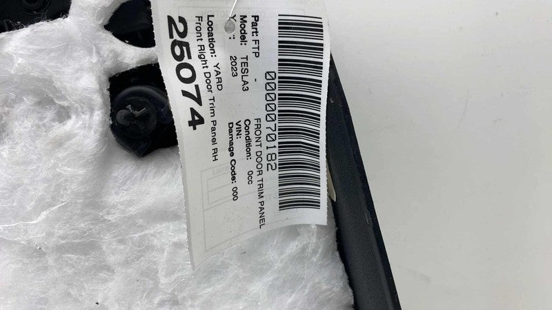 1593863-00-A ⭕ 21-23 Model 3 Front Passenger Side Interior Door Panel Trim Card Cover Right
