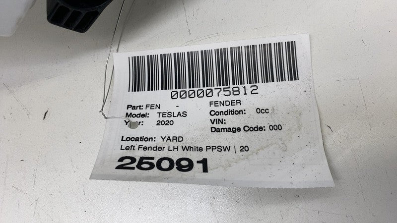 ⭕2012-2020 Tesla Model S Front Driver Side Fender Shell Panel Left LH White PPSW