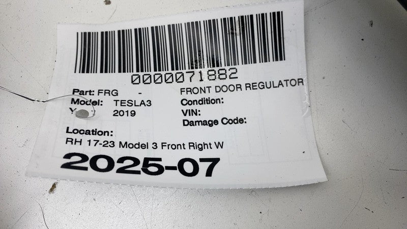109662114J ⭕ 2017-2023 Tesla Model 3 Front Right Door Window Regulator & Motor 1096621-14-J