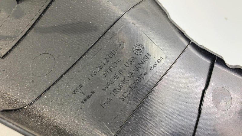 1132812 00 A 2017-2023 Tesla Model 3 M3 Rear Trunk Garnish Molding Trim Cover Panel Black OEM
