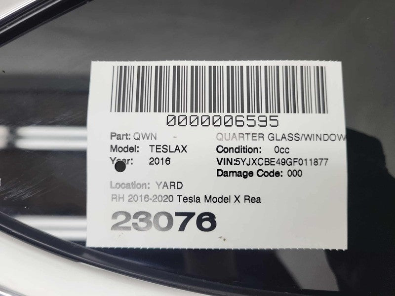 E9 43R-004553 2016-2020 Tesla Model X MX Rear Passenger Window QTR Quarter Glass 1/4 Right RH