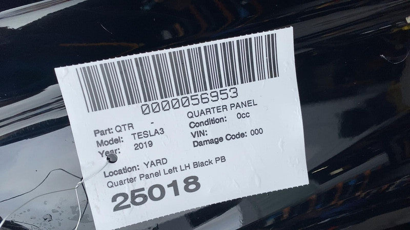 ⭕ 2017-2020 Tesla Model 3 Rear Left Quarter Panel Structural Frame Cut LH Black