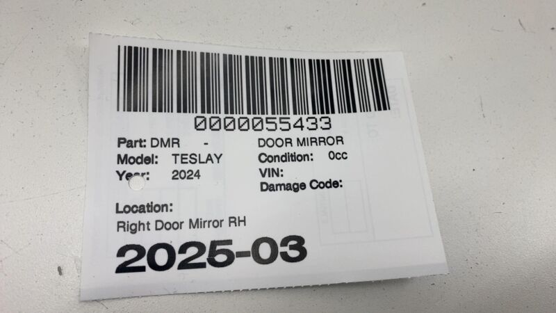 1594112-00-D 2020-2024 Tesla Model Y Right Exterior Rear View Door Mirror RH (NO SKULL CAP)