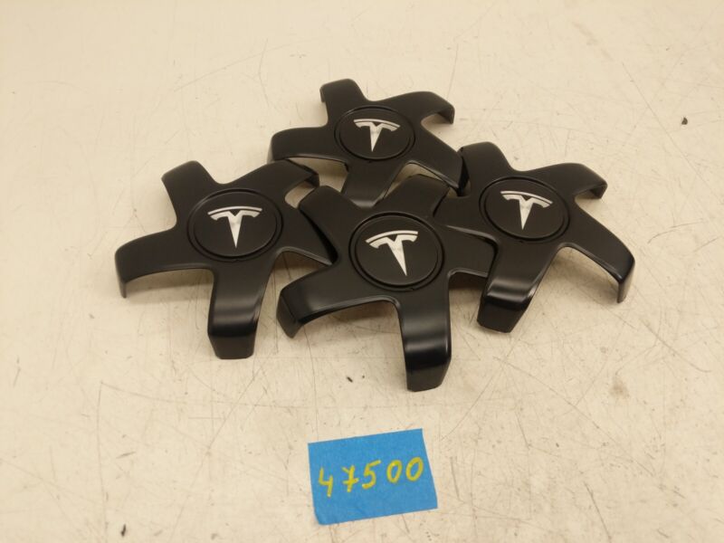 1044234 00 A 17-23 Model 3 Wheel Center Machined Hub Cap Cover Stilleto Black X4 1044234-00-A