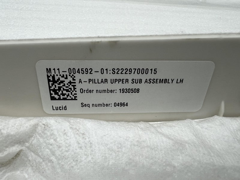 M11-004592-01 ⭕ 22-24 Lucid Air Driver Side A-pillar Cover Trim Upper Left OEM P11-NH01AJ-01