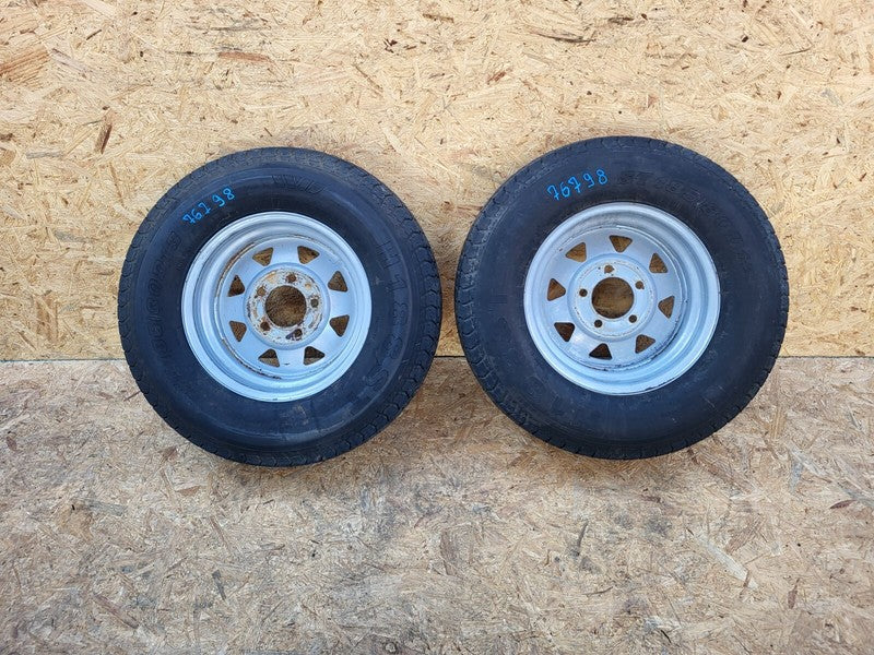 ⭕ Radial Trailer 13" Wheel Rim 13x4.5 w/ Tire ST185/80 H188ST 8-Spoke White x2